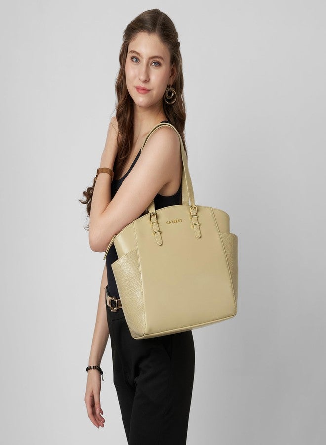 كابريس حقيبة كابريس مايسي متوسطة الحجم بلون الشوفان الألبي للنساء | حقيبة كتف من الجلد الصناعي المتين مع مساحة داخلية واسعة وإغلاق بسحاب | تتسع لأجهزة الكمبيوتر المحمولة حتى 16 بوصة | مناسبة للاستخدام في المكتب والسفر (لون الشوفان الألبي) - Image 2